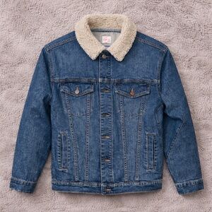 BOYS 18/20 WONDER NATION DENIM SHERPA LINED JACKET Western Warm Layer Classic